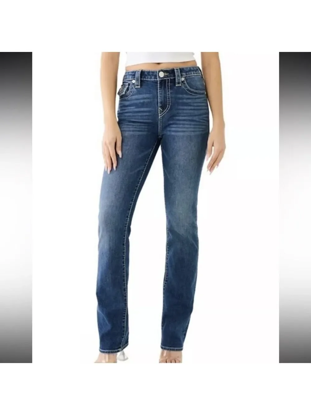 True Religion Billie Mid Rise Women's Straight Leg Jeans SZ 31 - Picture 1 of 12